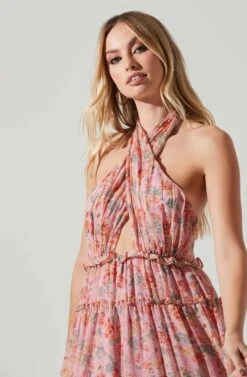 Jaidee Floral Tiered Maxi Dress 11 Jaidee Floral Tiered Maxi Dress -Outlet Cozi Luxe Store ACDR101739 PINKFLORAL 4