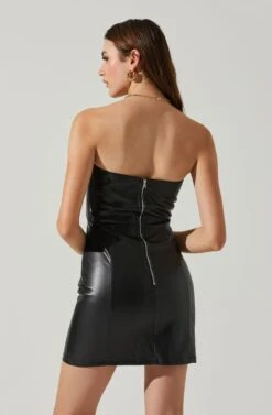 Carmen Strapless Faux Leather Mini Dress 17 Carmen Strapless Faux Leather Mini Dress -Outlet Cozi Luxe Store ACDR101787L BLACK 5