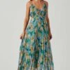 Loralee Pleated Floral Maxi Dress -Outlet Cozi Luxe Store ACDR101790 GREENFLORAL 1