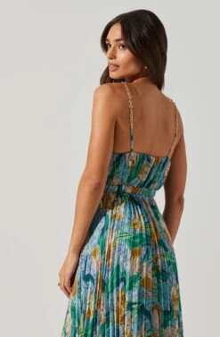 Loralee Pleated Floral Maxi Dress -Outlet Cozi Luxe Store ACDR101790 GREENFLORAL 3