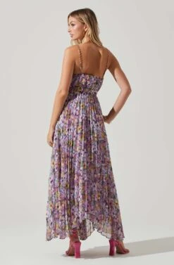 Loralee Pleated Floral Maxi Dress -Outlet Cozi Luxe Store ACDR101790 PURPLEFLORAL 6
