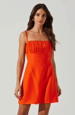 Claramae Ruched Mini Dress -Outlet Cozi Luxe Store ACDR101796S ORANGE 2