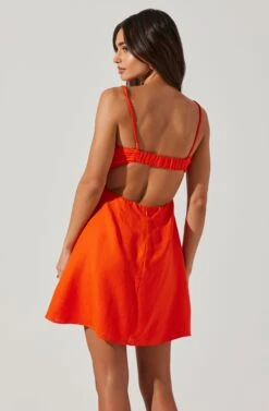 Claramae Ruched Mini Dress -Outlet Cozi Luxe Store ACDR101796S ORANGE 3