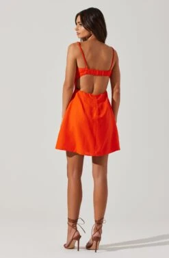 Claramae Ruched Mini Dress -Outlet Cozi Luxe Store ACDR101796S ORANGE 4