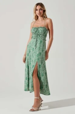 Amalea Floral Midi Dress -Outlet Cozi Luxe Store ACDR101815 GREENFLORAL 3