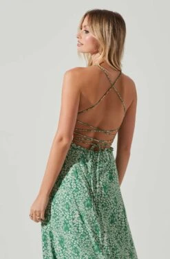 Amalea Floral Midi Dress -Outlet Cozi Luxe Store ACDR101815 GREENFLORAL 5