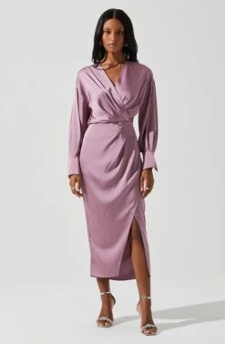 Sadyra Drop Shoulder Wrap Dress -Outlet Cozi Luxe Store ACDR101865 MAUVE 1