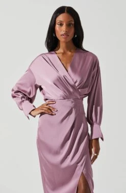 Sadyra Drop Shoulder Wrap Dress -Outlet Cozi Luxe Store ACDR101865 MAUVE 3