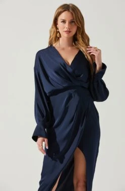 Sadyra Drop Shoulder Wrap Dress -Outlet Cozi Luxe Store ACDR101865 MIDNIGHTBLUE 3