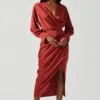 Sadyra Drop Shoulder Wrap Dress -Outlet Cozi Luxe Store ACDR101865 RUST 1