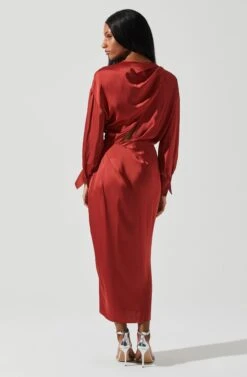 Sadyra Drop Shoulder Wrap Dress -Outlet Cozi Luxe Store ACDR101865 RUST 5