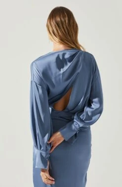 Sadyra Drop Shoulder Wrap Dress -Outlet Cozi Luxe Store ACDR101865 SLATEBLUE 5