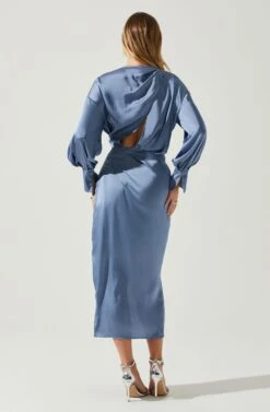 Sadyra Drop Shoulder Wrap Dress -Outlet Cozi Luxe Store ACDR101865 SLATEBLUE 6