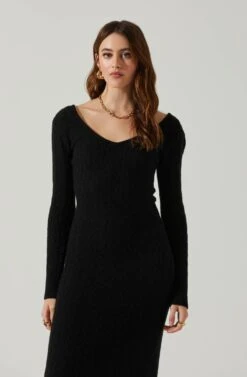 Regina Cutout Midi Sweater Dress -Outlet Cozi Luxe Store ACDR101888 BLACK 3