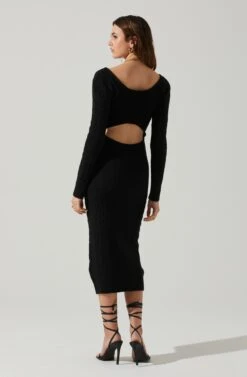 Regina Cutout Midi Sweater Dress -Outlet Cozi Luxe Store ACDR101888 BLACK 6