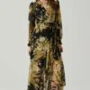 Kamila Long Sleeve Floral Wrap Maxi Dress -Outlet Cozi Luxe Store ACDR101894 BLACKYELLOWMULTI 1