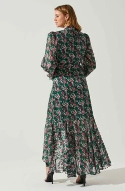 Kamila Long Sleeve Floral Wrap Maxi Dress -Outlet Cozi Luxe Store ACDR101894 GREENPINKFLORAL 6