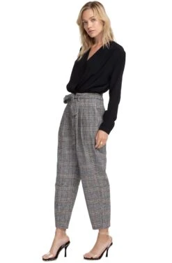 Tie Waist Trousers -Outlet Cozi Luxe Store ACP6471 BLACK BROWN COMBO 02
