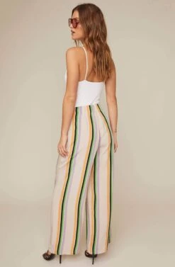 Burke Striped Wide Leg Pants 9 Burke Striped Wide Leg Pants -Outlet Cozi Luxe Store ACP7038B TAUPE TANGERINE STRIPE 2A