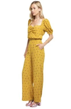 Burke Polka Dot Wide Leg Pants -Outlet Cozi Luxe Store ACP7038 MUSTARD DOT 2