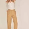 Calla Khaki Pants 1 Calla Khaki Pants -Outlet Cozi Luxe Store ACP7106 KHAKI 1A