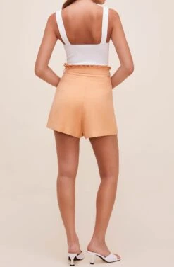 Pacific Pleated Tie Waist Shorts -Outlet Cozi Luxe Store ACP7113L PEACHPAPAYA 5
