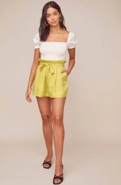 Pacific Pleated Shorts -Outlet Cozi Luxe Store ACP7113 LEMON 3