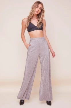 Aileen Wide Leg Plisse Pant -Outlet Cozi Luxe Store ACP7192 PEWTER 6