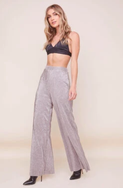 Aileen Wide Leg Plisse Pant -Outlet Cozi Luxe Store ACP7192 PEWTER 7