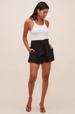 Marika Tie Waist Shorts -Outlet Cozi Luxe Store ACP7211 BLACK 2