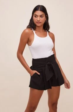 Marika Tie Waist Shorts -Outlet Cozi Luxe Store ACP7211 BLACK 4