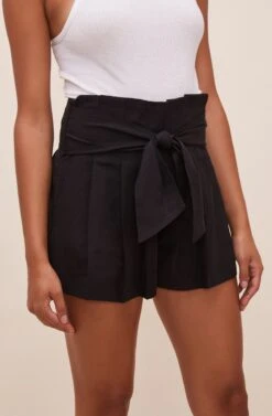 Marika Tie Waist Shorts -Outlet Cozi Luxe Store ACP7211 BLACK 6