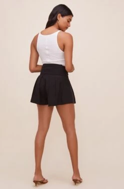 Marika Tie Waist Shorts -Outlet Cozi Luxe Store ACP7211 BLACK 7
