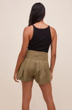 Marika Tie Waist Shorts -Outlet Cozi Luxe Store ACP7211 OLIVE 6