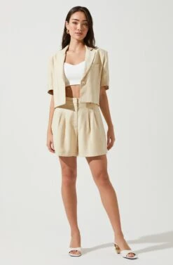 Melrose Pleated Shorts -Outlet Cozi Luxe Store ACP7219 NATURAL 1