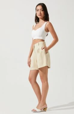 Melrose Pleated Shorts -Outlet Cozi Luxe Store ACP7219 NATURAL 5