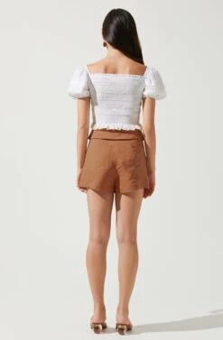 Kenia Tie Waist Shorts -Outlet Cozi Luxe Store ACP7220 CARAMEL 3
