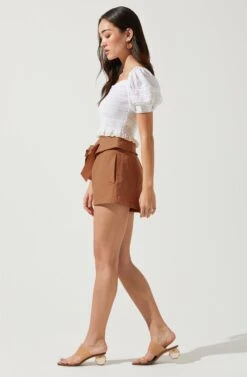 Kenia Tie Waist Shorts -Outlet Cozi Luxe Store ACP7220 CARAMEL 4