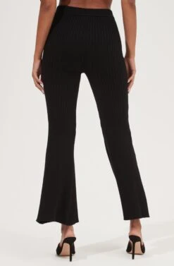 Maida Ribbed Knit Flare Pants -Outlet Cozi Luxe Store ACP7223 BLACK 5