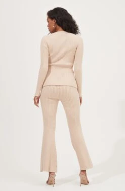 Maida Ribbed Knit Flare Pants -Outlet Cozi Luxe Store ACP7223 LATTE 2