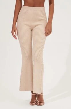 Maida Ribbed Knit Flare Pants -Outlet Cozi Luxe Store ACP7223 LATTE 4