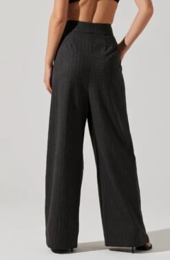 Boyfriend Pleated Criss-Cross Waist Pants -Outlet Cozi Luxe Store ACP7225WST CHARCOALSTRIPE 5