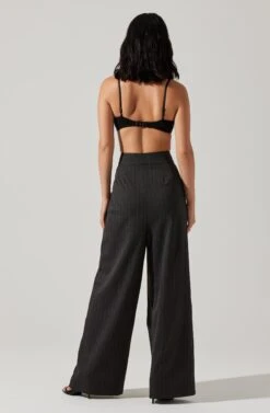 Boyfriend Pleated Criss-Cross Waist Pants -Outlet Cozi Luxe Store ACP7225WST CHARCOALSTRIPE 6