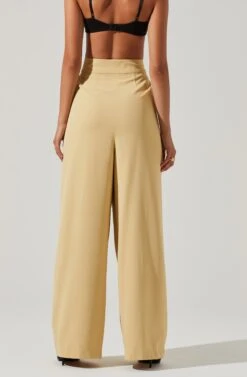 Boyfriend Criss Cross Pleated Wide Leg Pants -Outlet Cozi Luxe Store ACP7225 MAIZE 3