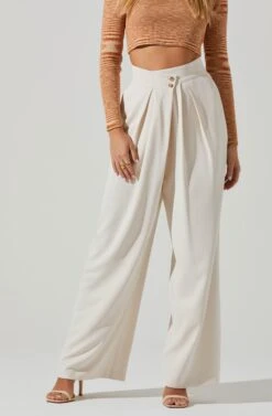 Boyfriend Criss Cross Pleated Wide Leg Pants -Outlet Cozi Luxe Store ACP7225 OFFWHITE 2