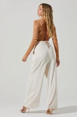 Boyfriend Criss Cross Pleated Wide Leg Pants -Outlet Cozi Luxe Store ACP7225 OFFWHITE 4