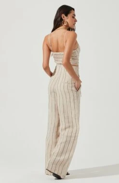 Denair Pinstripe Wide Leg Pants 9 Denair Pinstripe Wide Leg Pants -Outlet Cozi Luxe Store ACP7229 TAN BLACK 3