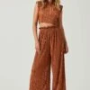 Cruise Pleated Wide Leg Pants -Outlet Cozi Luxe Store ACP7230 RUST 5