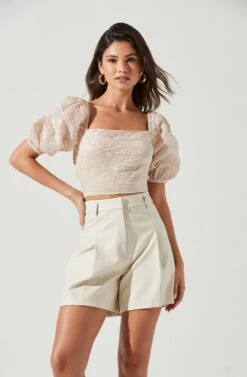 Wilma Faux Leather Shorts -Outlet Cozi Luxe Store ACP7242 IVORY 1477