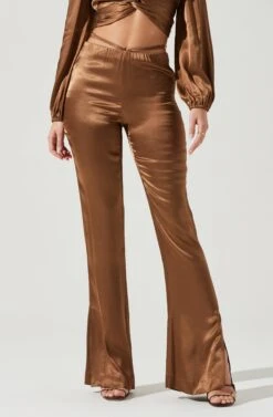 Veira Satin Tie Waist Pants -Outlet Cozi Luxe Store ACP7244 MOSS 1858